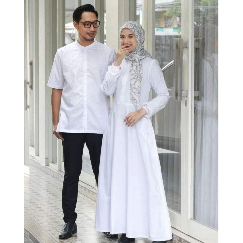 Gamis Putih  Cantik Dannid A240410 IH / Gamis Dewasa Putih Dannis 240410 Dv+