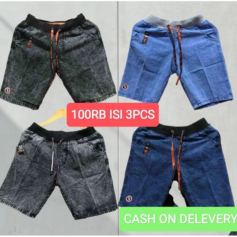 PAKET 100RB ISI 3PCS/CELANA PENDEK JEANS DEWASA MURAH