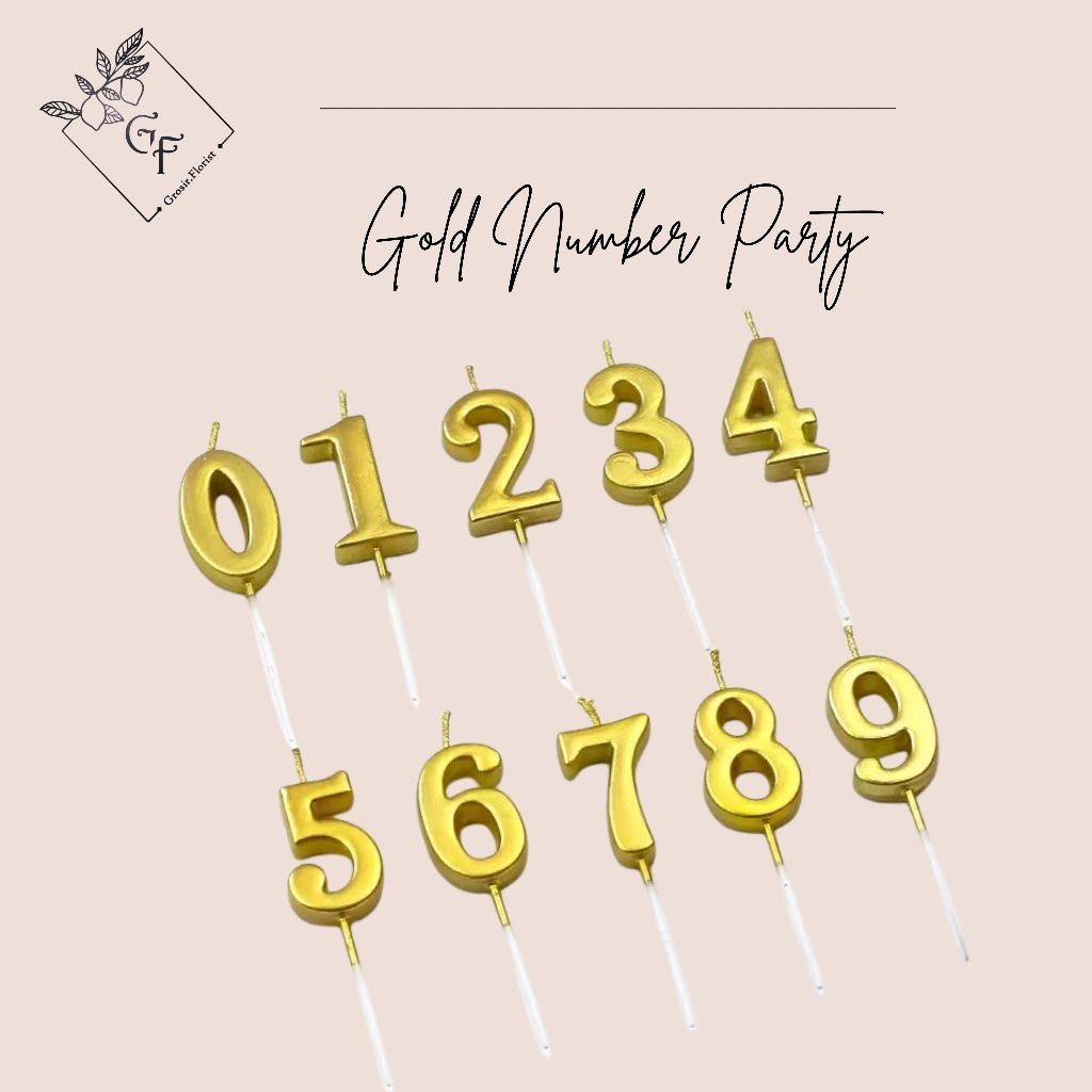 TERLENGKAP Gold Number Candle / Lilin Angka Metalik / Lilin Ultah Angka / Lilin Pesta / Cake Topper