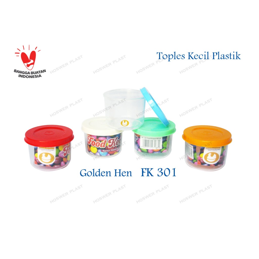 12 set Golden Hen Toples Kecil Plastik / Toples Obat / Tempat Bumbu / Food Keeper FK - 301