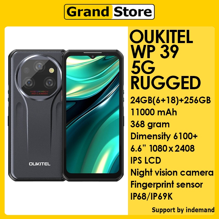 OUKITEL WP39 5G RAM 24GB+256GB ROM Android 14 6.60" IPS LCD 1080 x 2408 11000mAh Rugged Smartphone