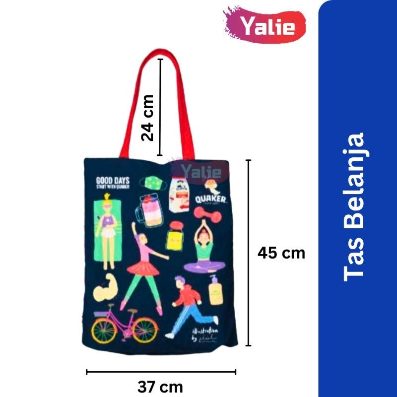 Tas Tote Bag Ideku Handmade x Quaker Souvenir Suvenir Tas Belanja Tas Pundak