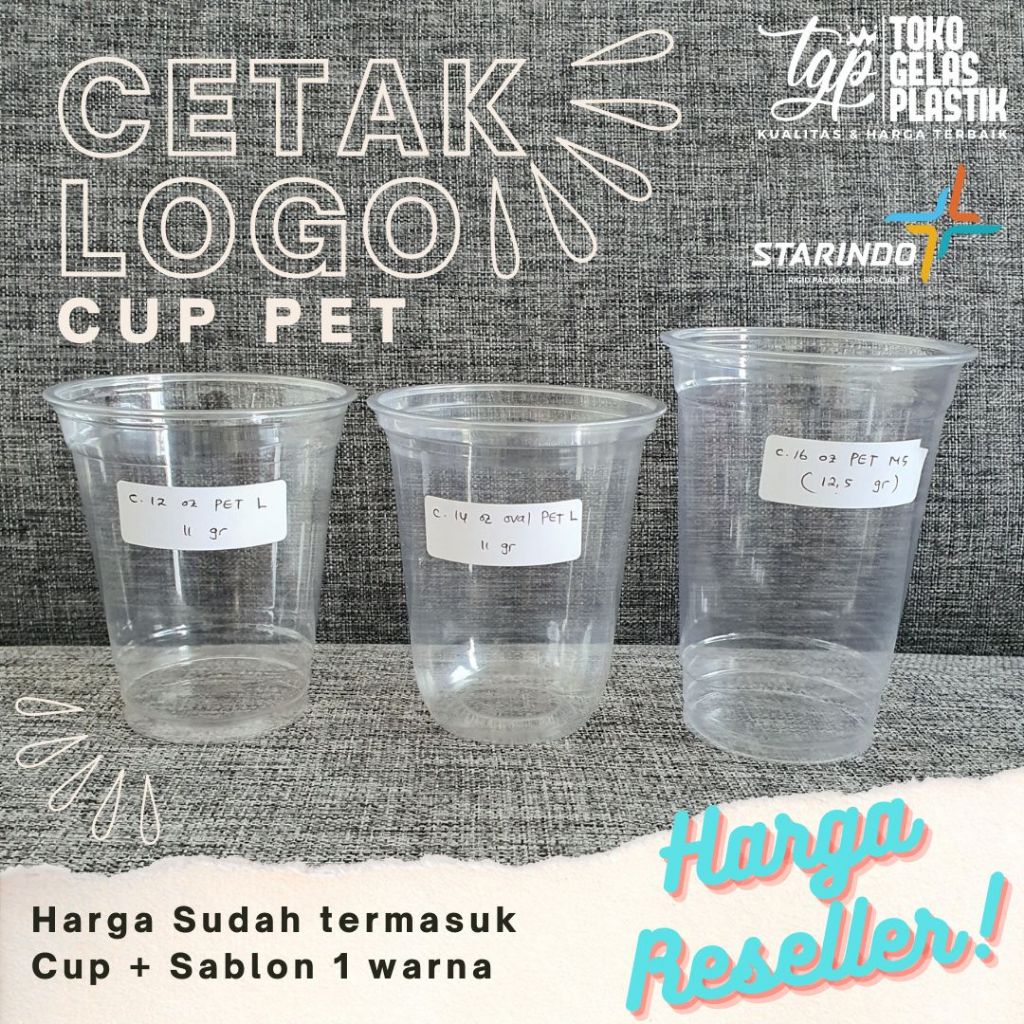 Cetak Cup Plastik PET Merk Starindo