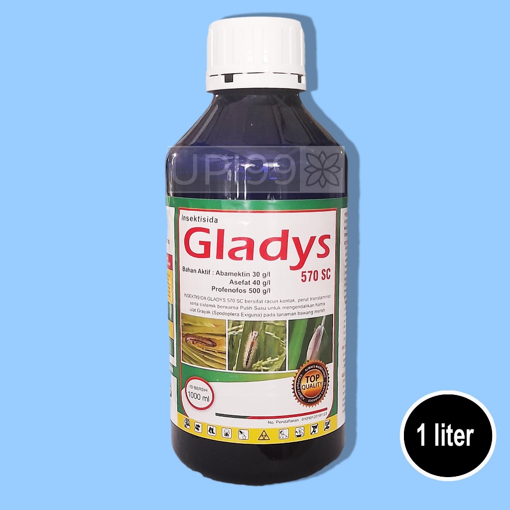 Gladys 570 SC Tiga Bahan Aktif Abamektin, Asefat, Profenofos Insektisida Sistemik Basmi Ulat Sundep,