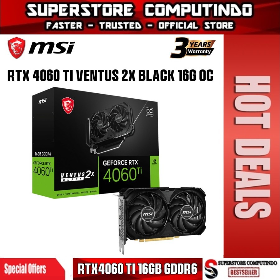 VGA MSI GeForce RTX 4060 Ti VENTUS 2X BLACK 16G OC – 4060Ti 16GB GDDR6
