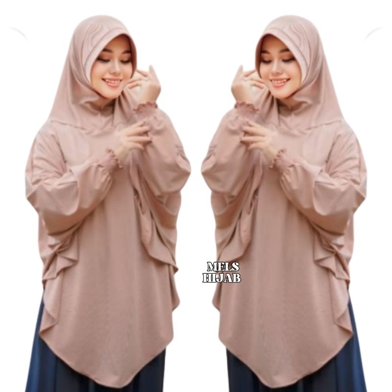 Mels Hijab - Fatimah (Jilbab Lengan Pad Antem Jersey Super) Kerudung Tangan Syari Jumbo