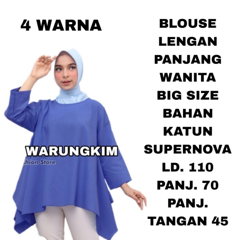 WK BLOUSE WANITA BIG SIZE LD. 110 BAJU ATASAN LENGAN PANJANG  MUSLIM HIJABER