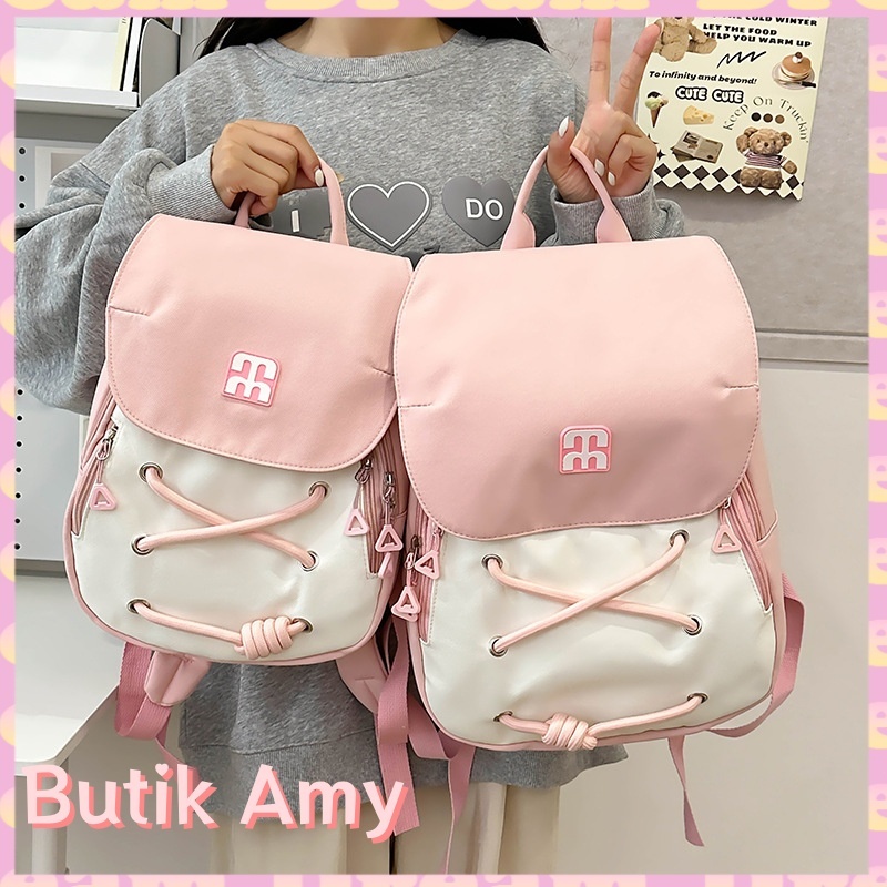 Tas Ransel Wanita Import Korea Tas Bahu Kanvas Lucu Tas Anak Perempuan Kapasitas Besar/ Kecil