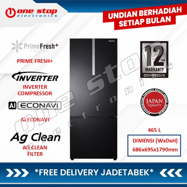 PANASONIC NR-BX471CPKD Kulkas 2 Pintu Bottom Freezer 465L