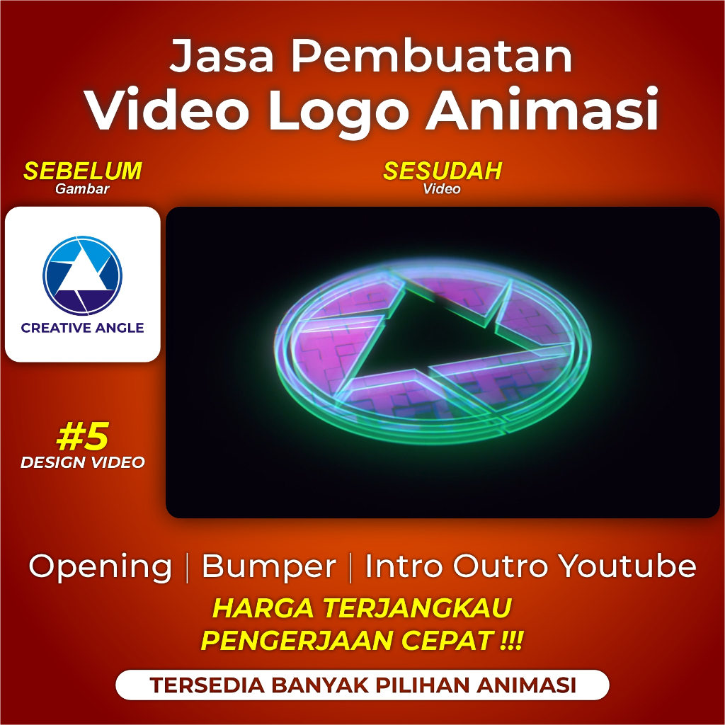Jasa Pembuatan Video Animasi Logo Opening Intro Outro Logo untuk Youtube Instagram Tiktok