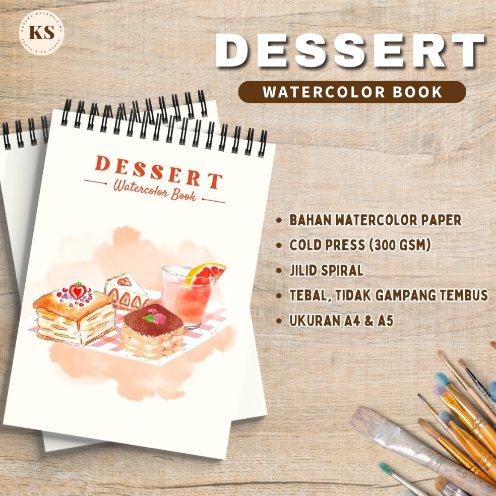 

KODE X58H Waterlor Book Dessert Buku Sketsa Mewarnai Remaja Dewasa Buku Gambar A4 A5 Cold Press 3gsm Acid Free Tebal