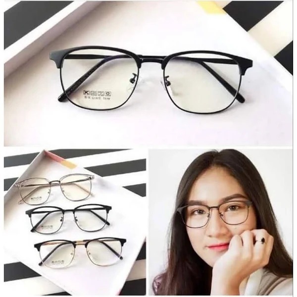 Kacamata PS2783 Paket Frame Kotak Kecil Bahan Kombinasi Besi Ringan Normal Minus Silinder Unisex