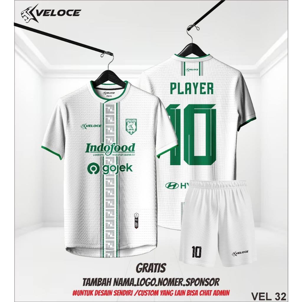 JERSEY FUTSAL FULL PRINTING CUSTOM NAMA DAN NOMER PUNGGUNG BATIK WARNA HIJAU DAN PUTIH POLOS KEREN