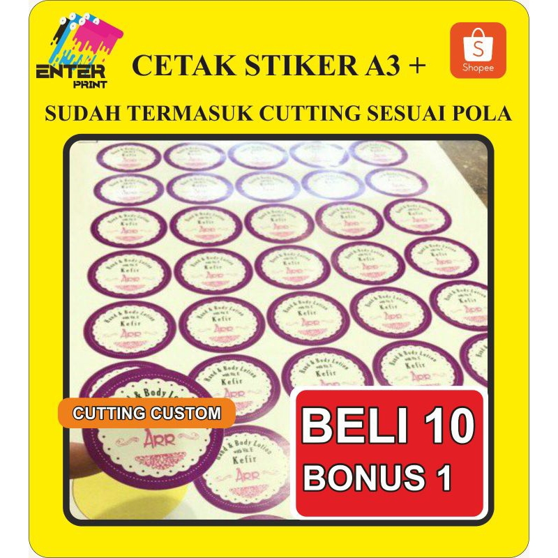 

cetak stiker label makanan minuman kue A3+ design bebas free cutting