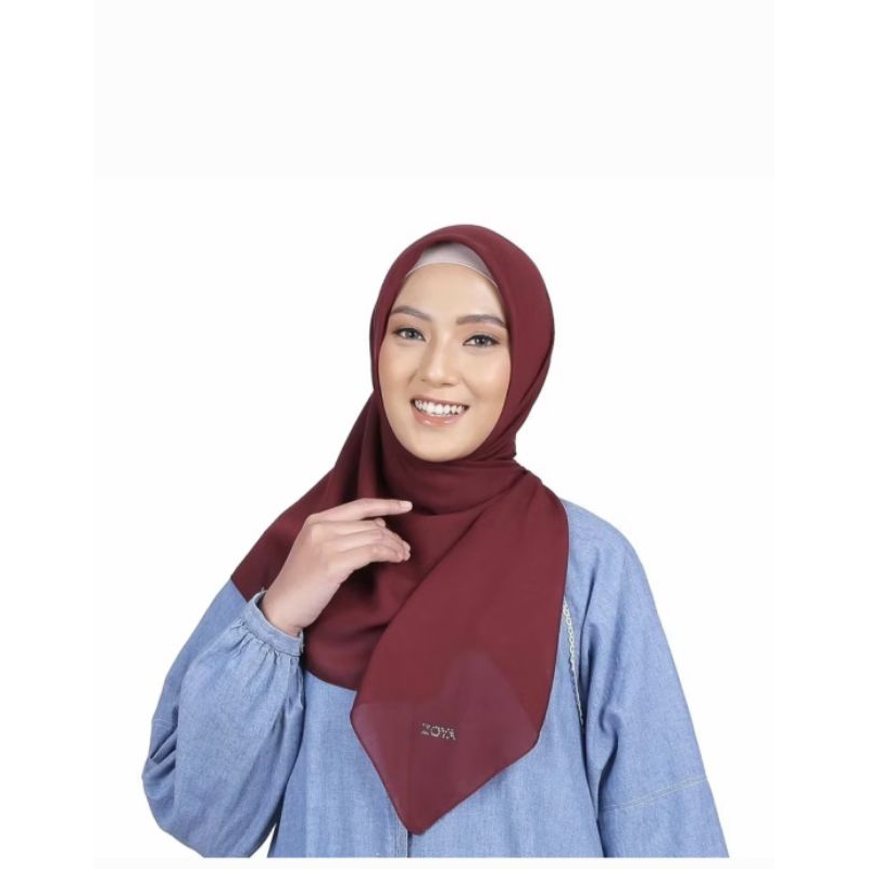 Defne Plan Scarf Segi Empat Polos - Zoya