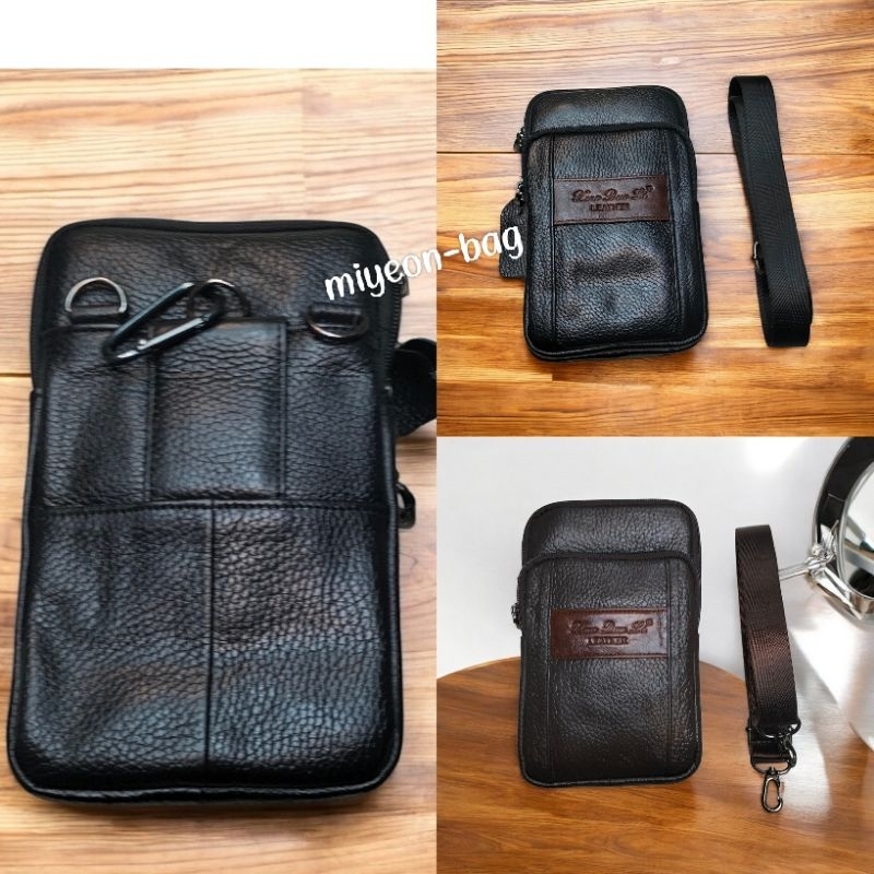 tas sarung hp pria kulit Premium tas selempang pria kulit multifungsi tas pinggang kulit pria