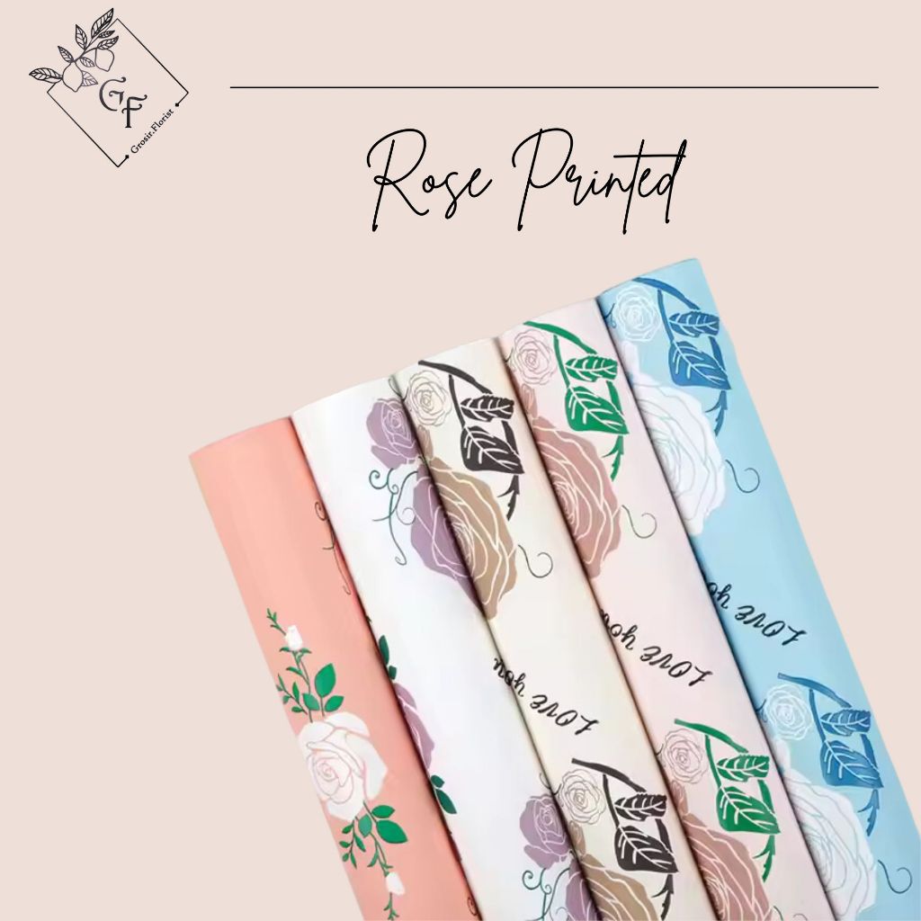 

TERLENGKAP ECER ROSE PRINTED WRAPPING PAPER / KERTAS BUKET DEKORASI MOTIF BUNGA MAWAR IMPORT PREMIUM