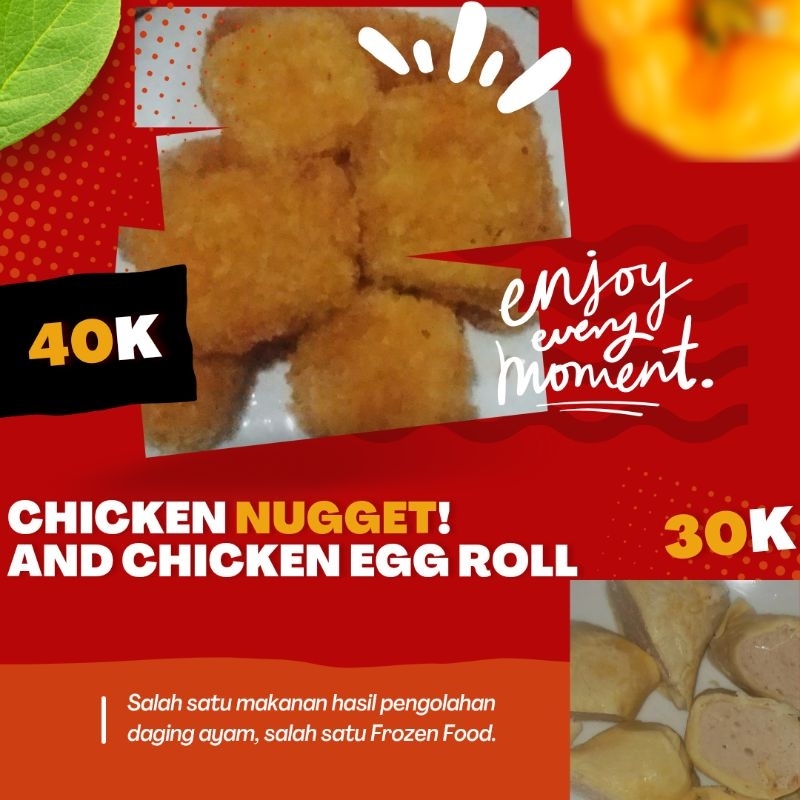 

Frozen Chicken Nugget dan Chicken Egg Roll Isi Ayam Asli Nikmat dan Gurih - Homemade