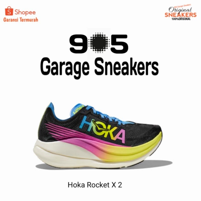 Sepatu Hoka Rocket X 2 Black/Multi Original
