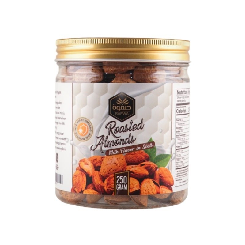 

safwa almond susu panggang / roasted almonds milk / kacang almon gurih renyah kulit 250 gr