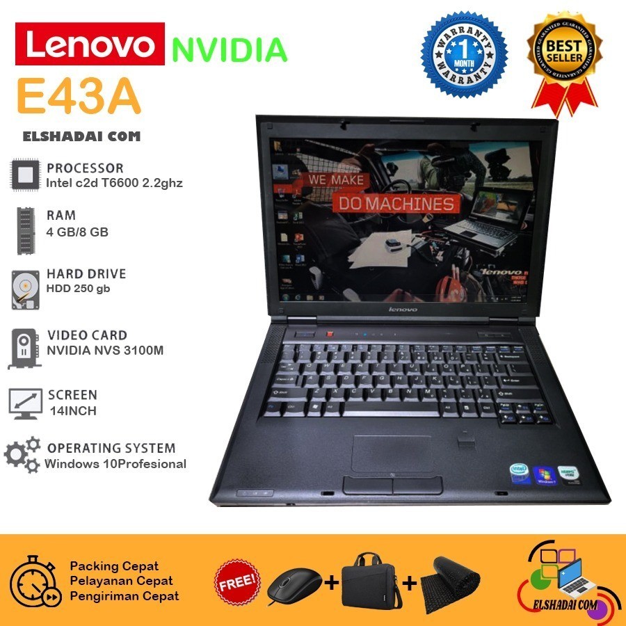 LENOVO E43A.. C2D t6600 2.2ghz. cam. NVIDIA 512mb dedicated - E43a usb WIFI - E43a Normal