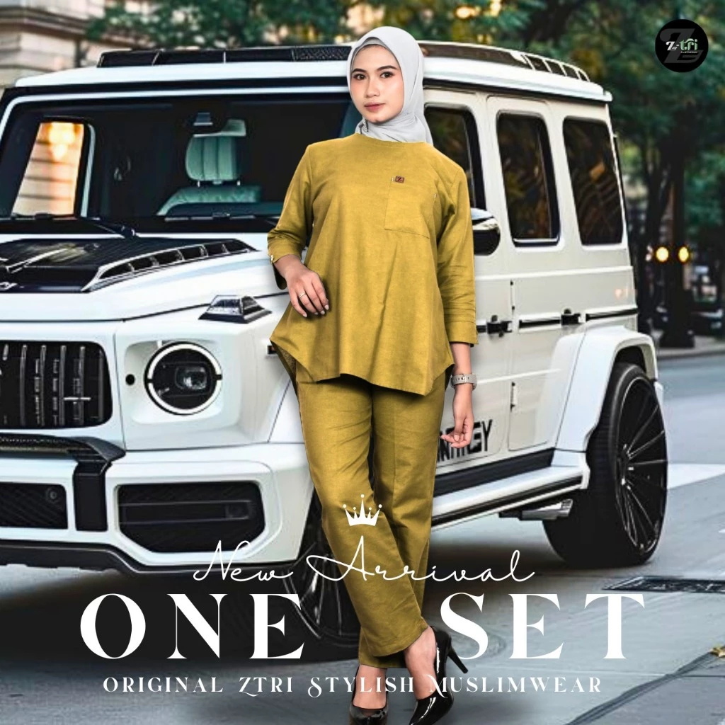 𝐙_𝐓𝐑𝚰 𝐎𝐍𝐄𝐒𝐄𝐓 - Baju cewek terbaru 2024 one set wanita kekinian bahan katun premium motif polos