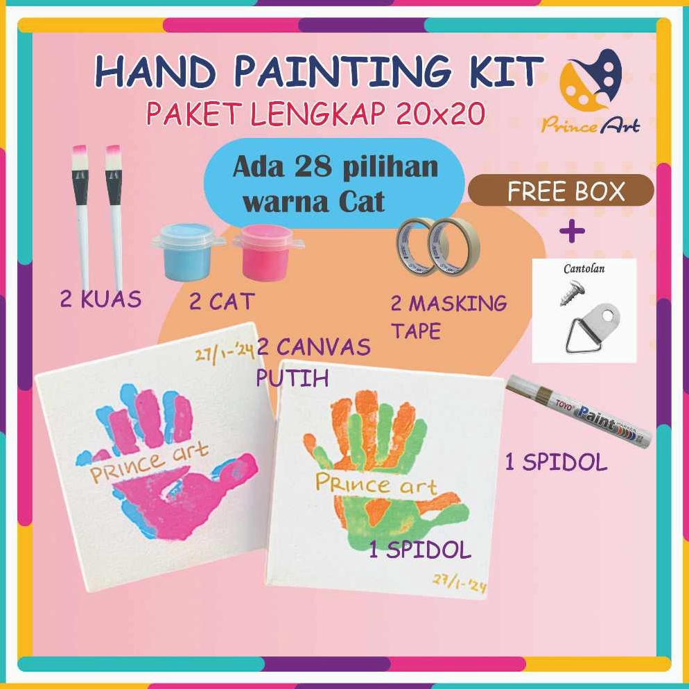 

KODE H66Z PRINCE ART Hand Painting Kit Kanvas Lukis Cap tangan Pasangan Couple Canvas 2x2 cm LENGKAP