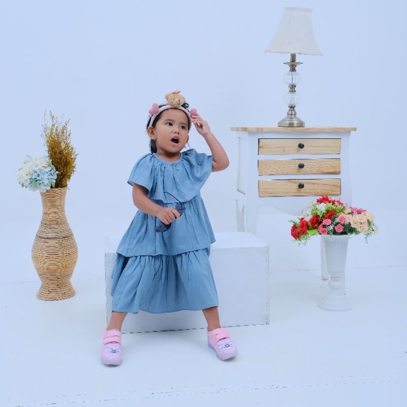 TERBARU  Baju bayi perempuan 0-12 Bulan ruffle Manis Santai, Dress anak perempuan 6_12 bulan aesteti