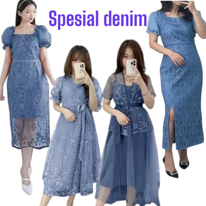 Dyllon Fashion - Spesial Dress khusus Denim - dress kondangan - dress Natal -Gaun pesta