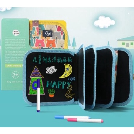 

Super Gaya Buku Gambar Portable Soft Chalk Board Drawing Book 14 Halaman Magic Pen Painting