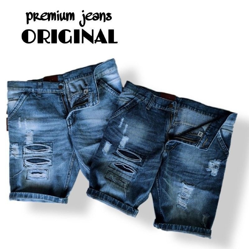 CELANA PENDEK PRIA JEANS SOBEK DISTRO ROBEK LAPIS TERLARIS