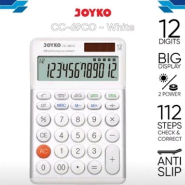 

KALKULATOR JOYKO CC-690CO/112 STEPS CHEK AND CORECT 12 DIGIT