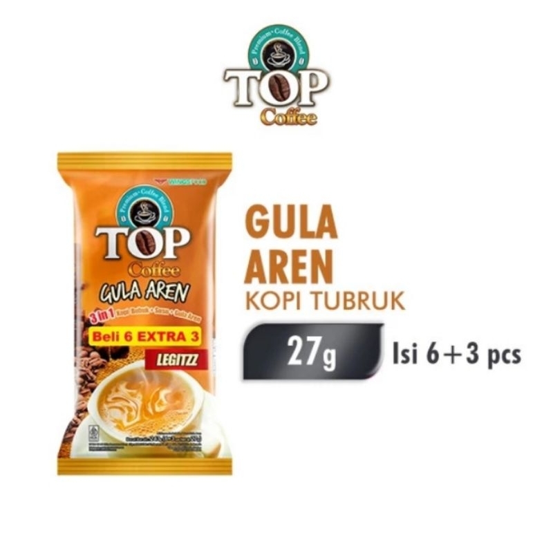 

Top Coffee Kopi Susu Gula Aren Tubruk 3in1 isi 6 + 3