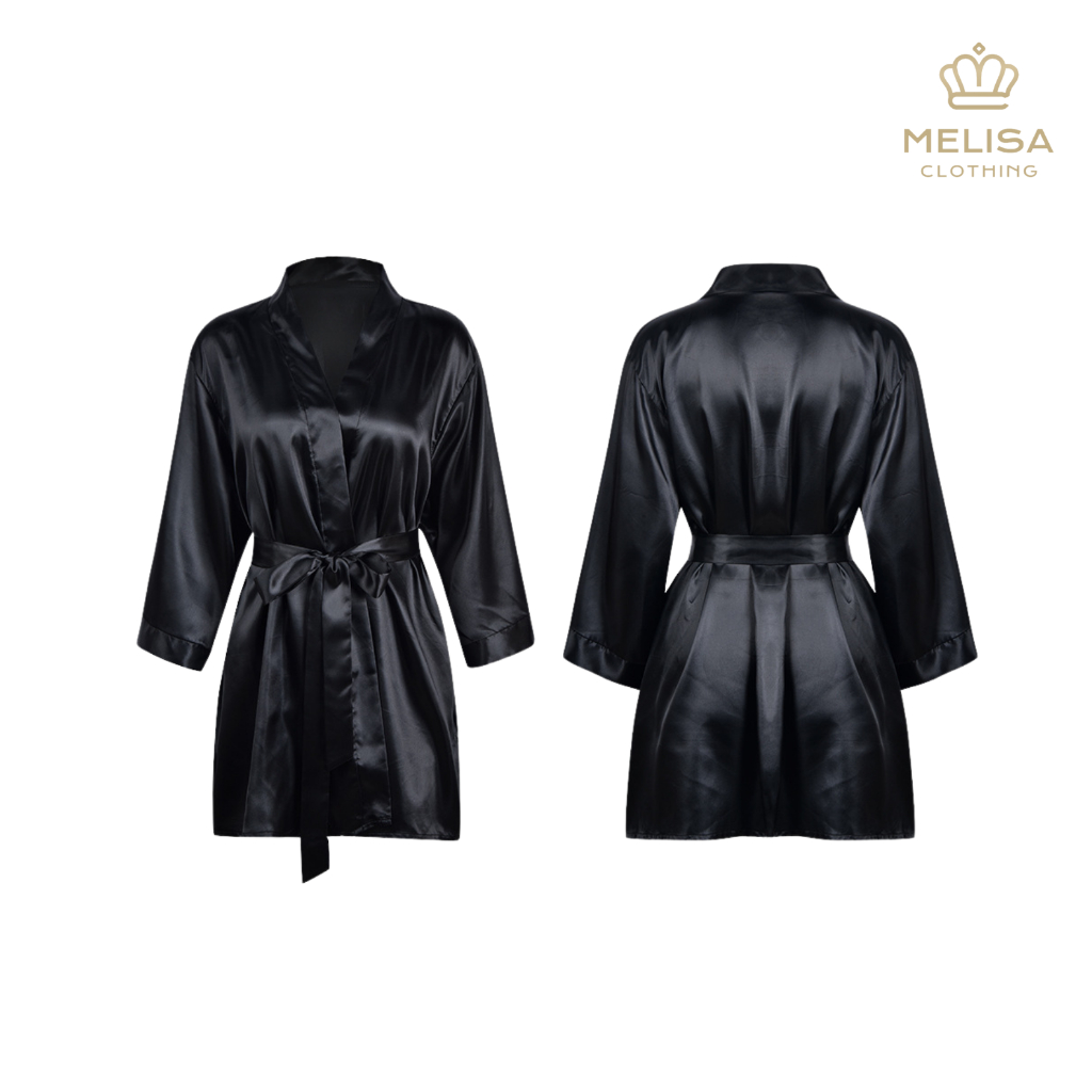 Melisacollection | Baju Tidur Kimono Set Lace Bahan Satin Ascalor Sutra Piyama