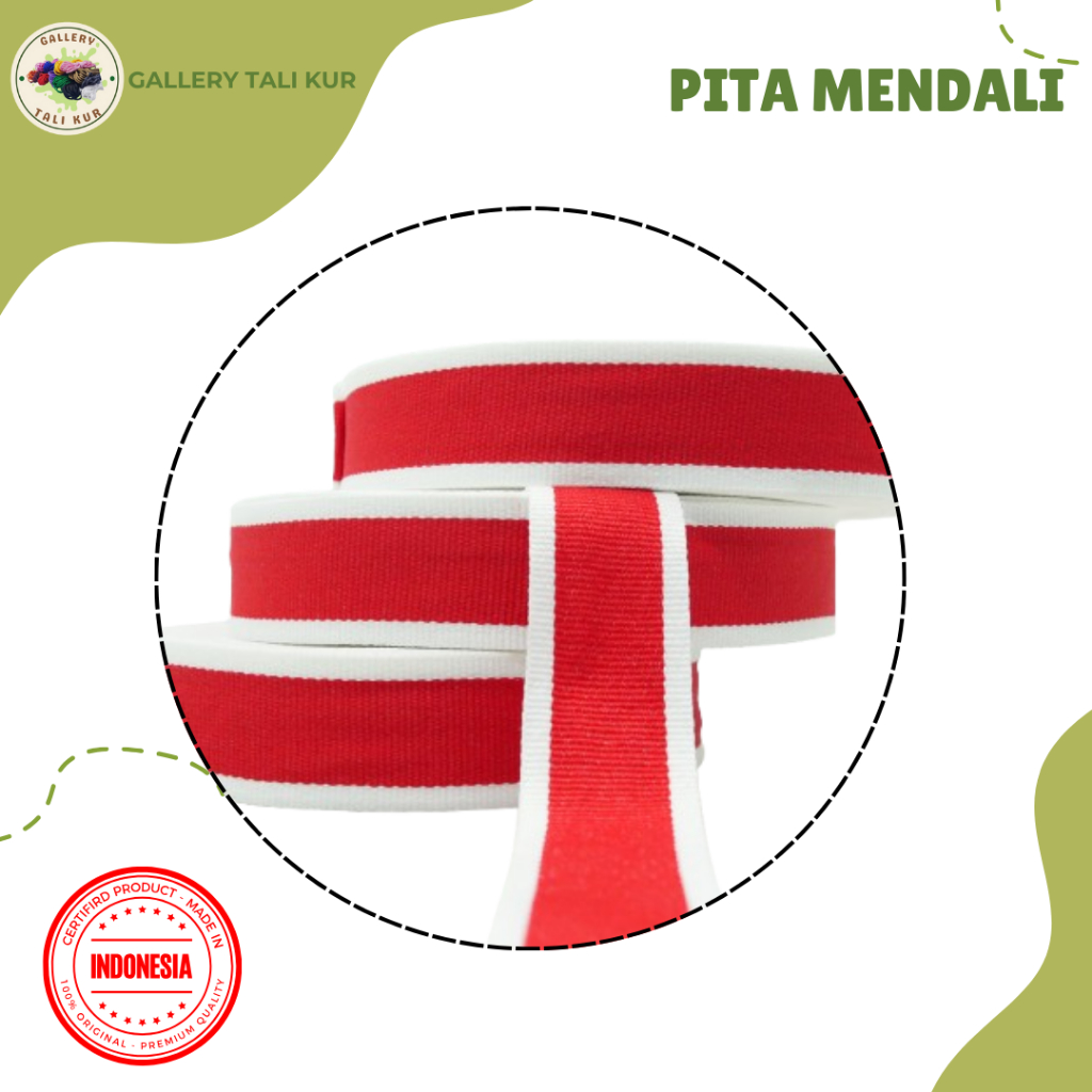 

Tali Medali 2,5 cm x 25 Meter | Pita Mendali Putih Merah Putih