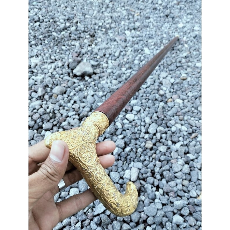 tongkat jalan kayu galih asem super dengan ornamen Wesi kuning super