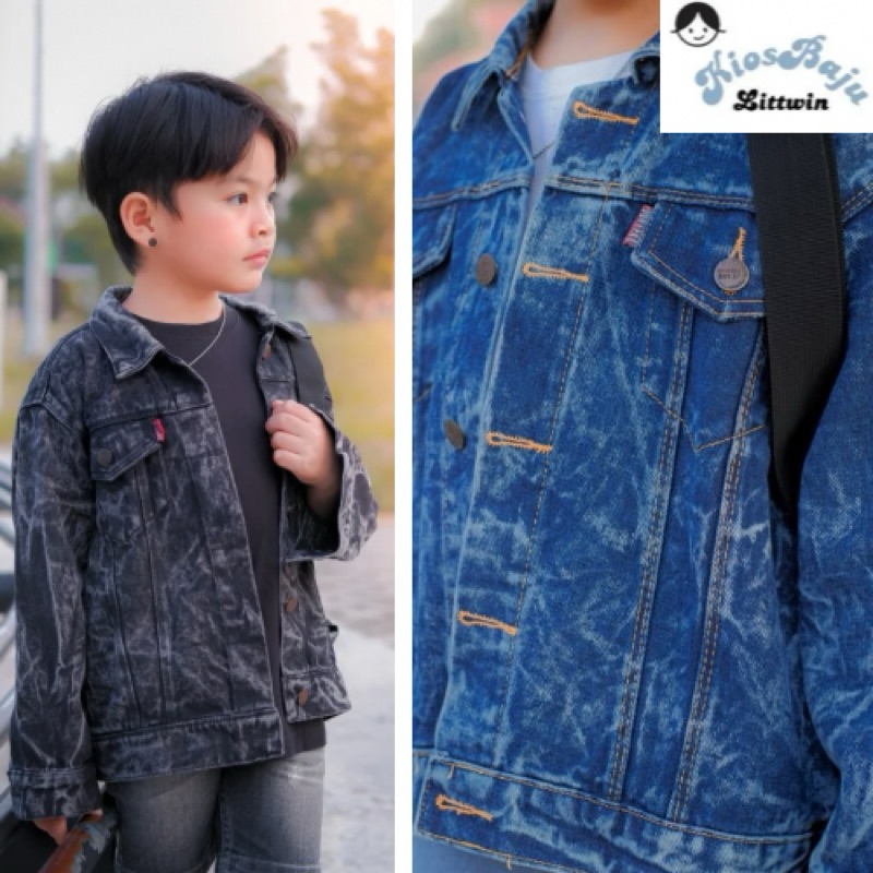 (KBL) Jaket Jeans Hitam Washed Anak Deziyan