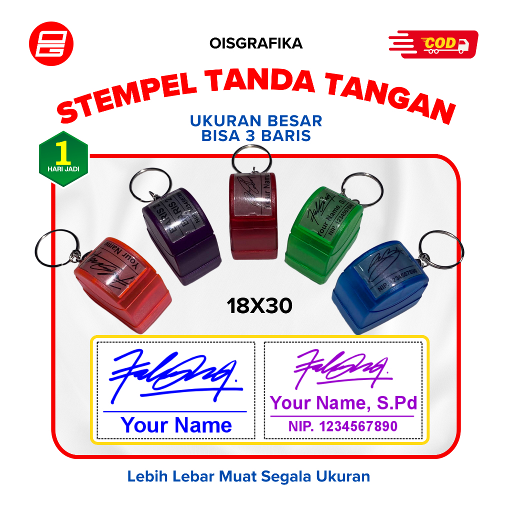 

Stempel TTD Tanda Tangan Dokter Guru Bisa 3 Baris - 18x30mm