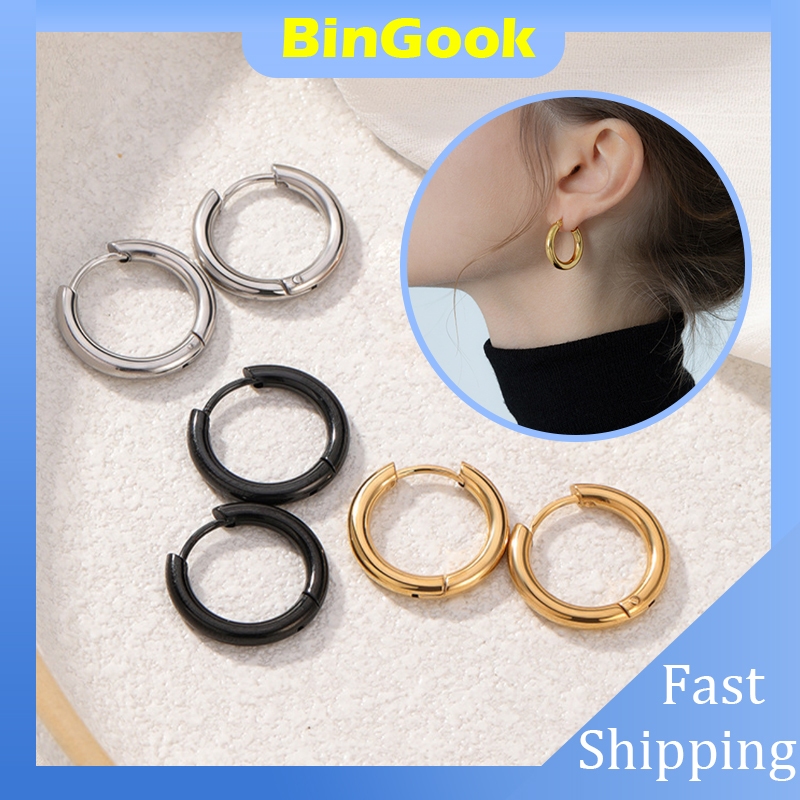 Frewin Anting Jepit Bulat Tanpa Tindik Pria Wanita/Emas