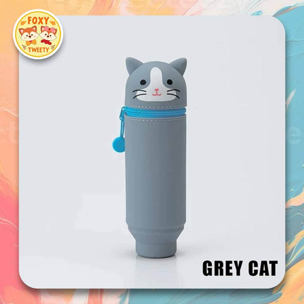 

LIHIT LAB Tempat Pensil Organizer Lucu Grey Cat A-7714