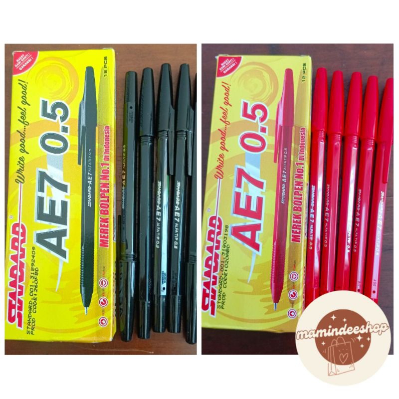 

(Harga Satuan) Standard AE7 Alfatip Black/Red 0.5mm Pulpen Tinta Hitam/Merah Pena Bolpen Ball Pen Bolpoint Ballpoint Alat Tulis