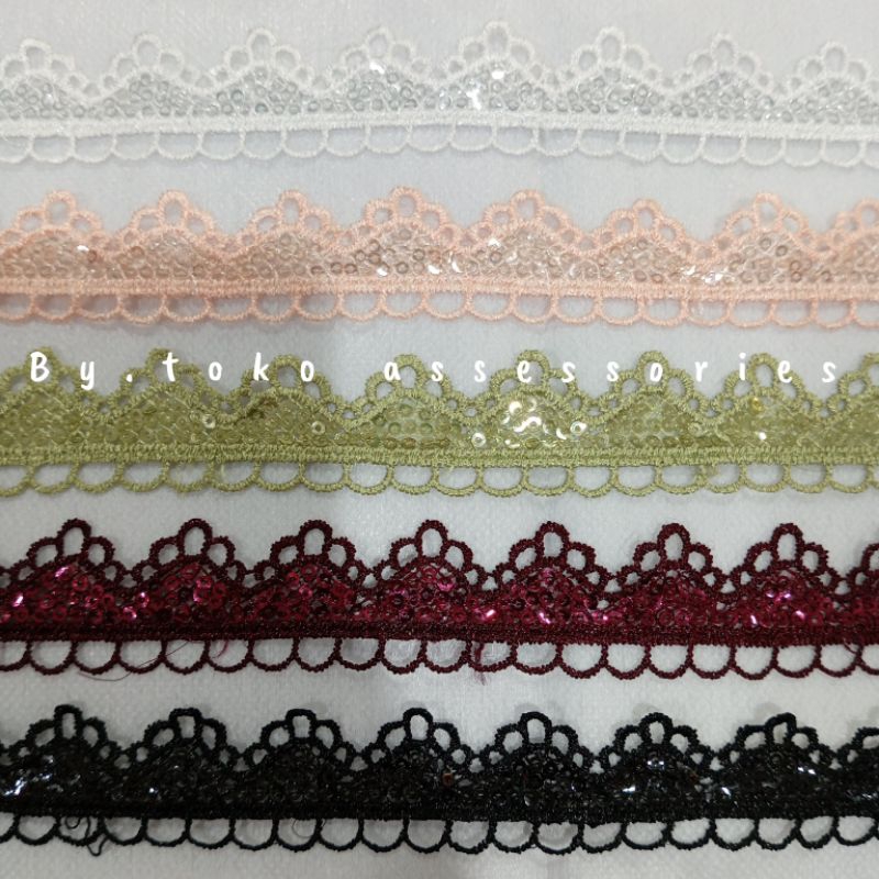 Renda gamis | renda dress | renda unik | renda gyper| renda meteran | renda pinggiran kilap | FCHR69