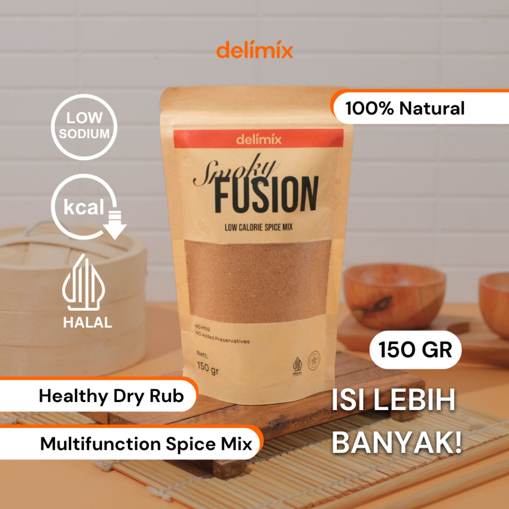

Delimix Low Calorie Spice Mix | Dry Rub Serbaguna | Bumbu Marinasi | Rasa Smoky Fusion | Pouch 150gr
