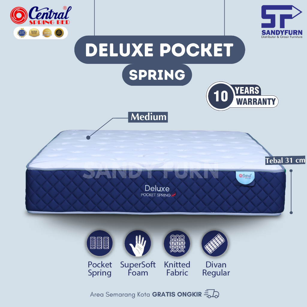 CENTRAL Spring Bed - Deluxe Pocket Spring - Semua Ukuran - Matras