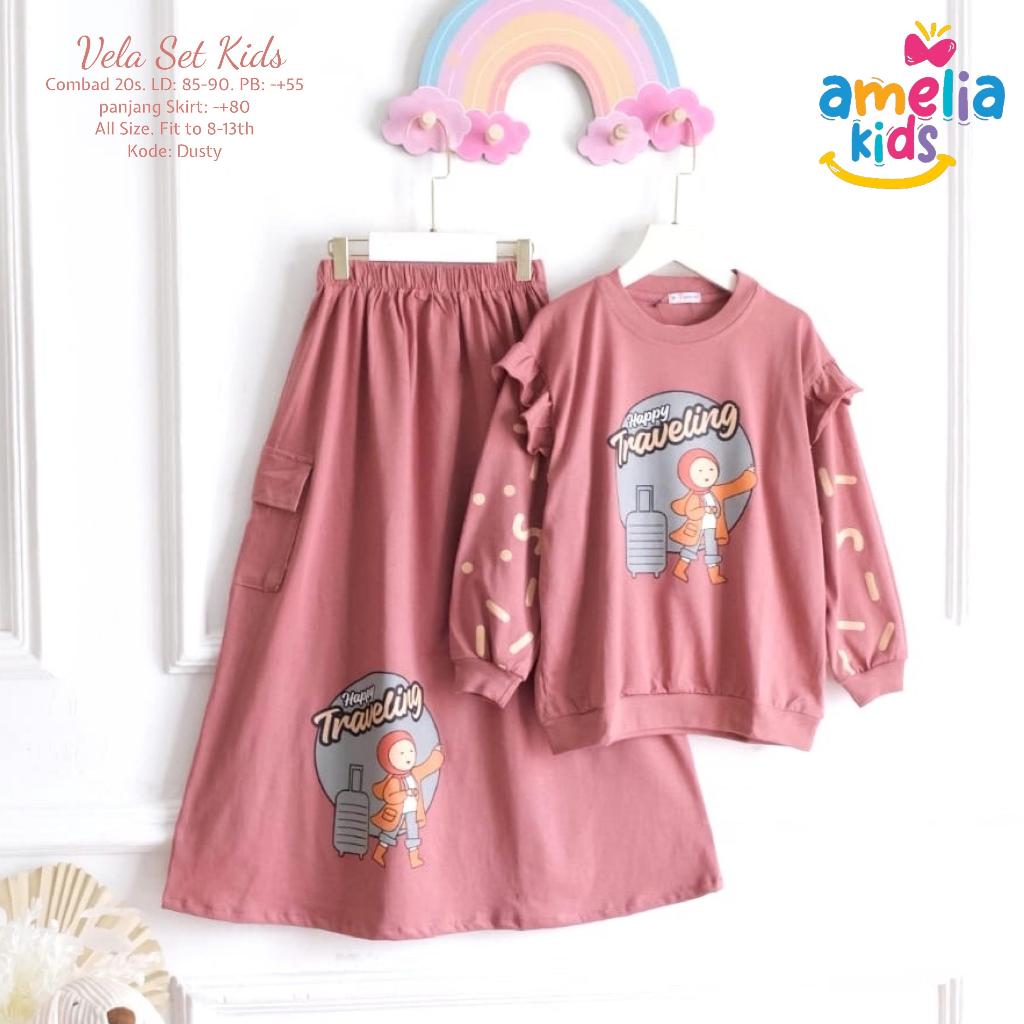 [TERMURAH AMELIA KIDS] VELA SETELAN ROK SKIRT ONE SET ROK REMAJA DRESS KIDS PAKAIAN ANAK PEREMPUAN G