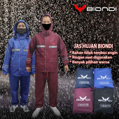 Jas Hujan Biondi 100% Original Bahan Lebih Tebal Anti Bocor Jas Hujan Dewasa M L XL XXL XXXL