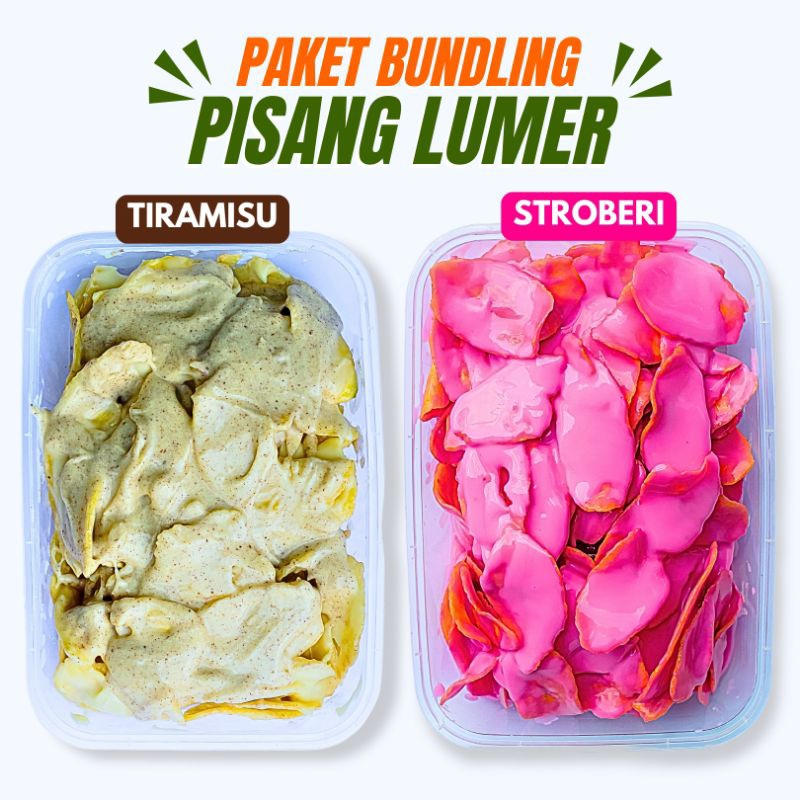

Bundling 2 Box Keripik Pisang Lumer Stroberi+Tiramisu 600 Gram, Keripik Pisang Cokelat Lumer