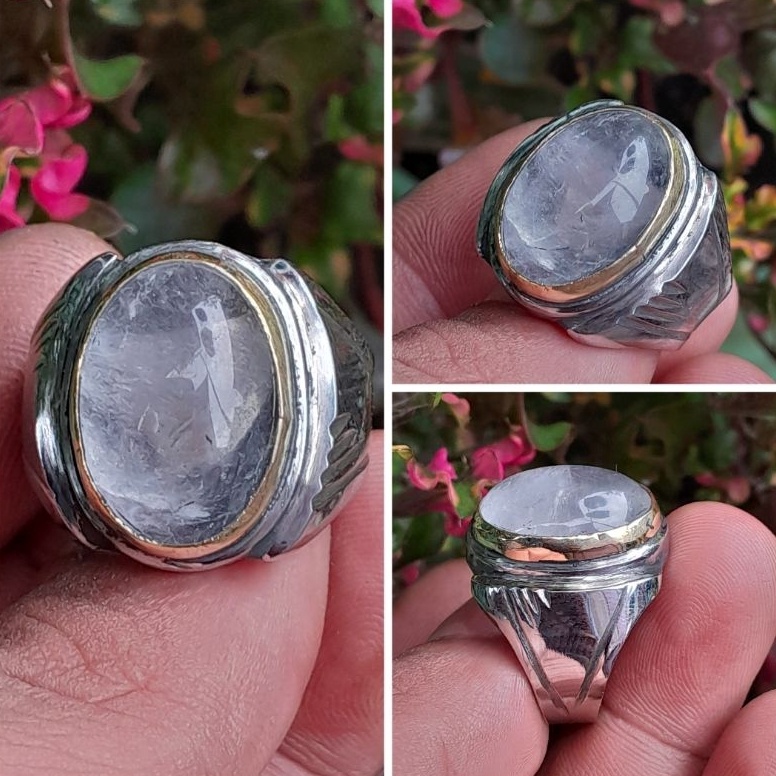 KODE X44O cincin batu kecubung es kalimantan asli