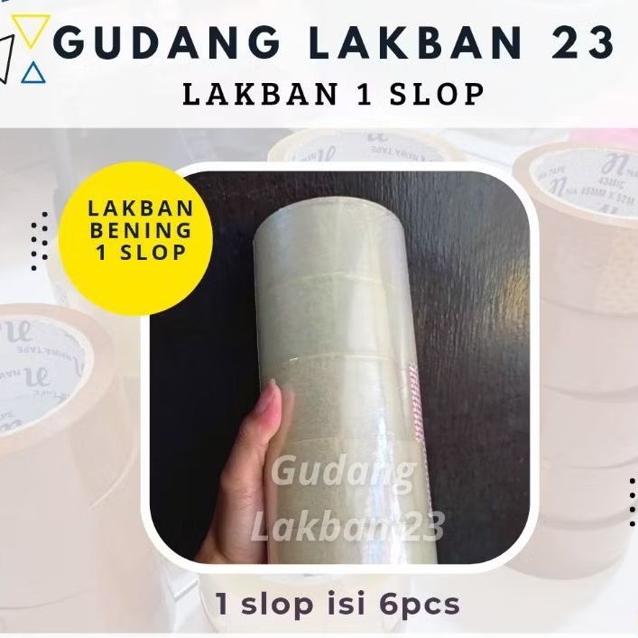 

(1 Slop isi 6pcs) Lakban Bening 90 Yard / Lakban Bening 100 Yard / Lakban Bening 200 Yard