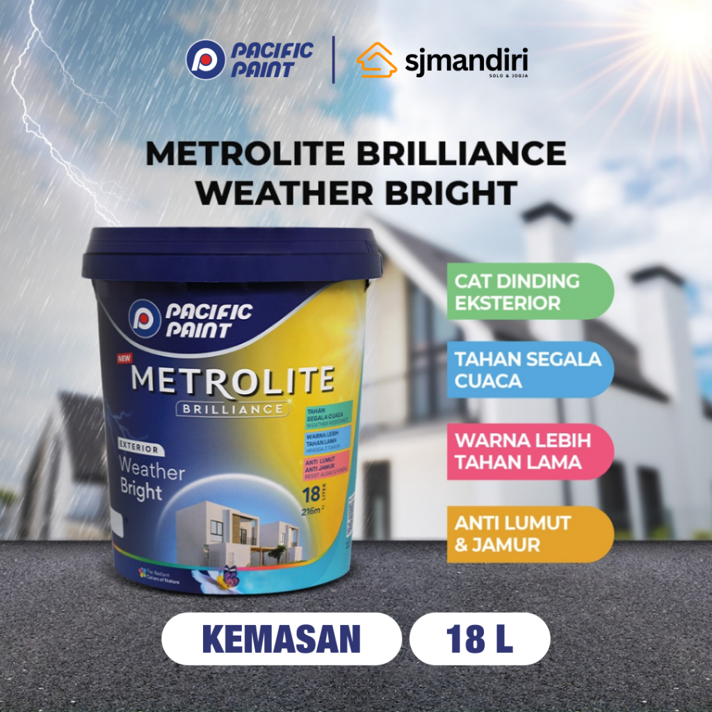 Metrolite Brilliance Weather Bright Cat Eksterior Pacific Paint 18 Liter Cat Dinding Eksterior